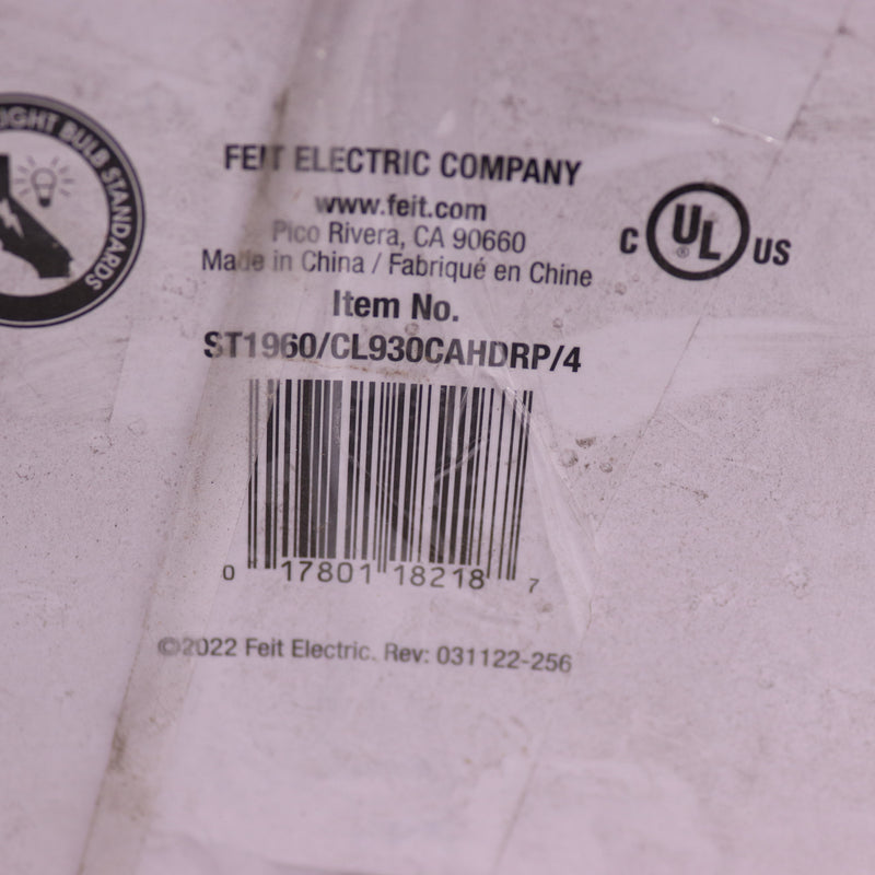 (4-Pk) Feit Electric LED Vintage Light Bulb 60-Watt Equivalent Bright White