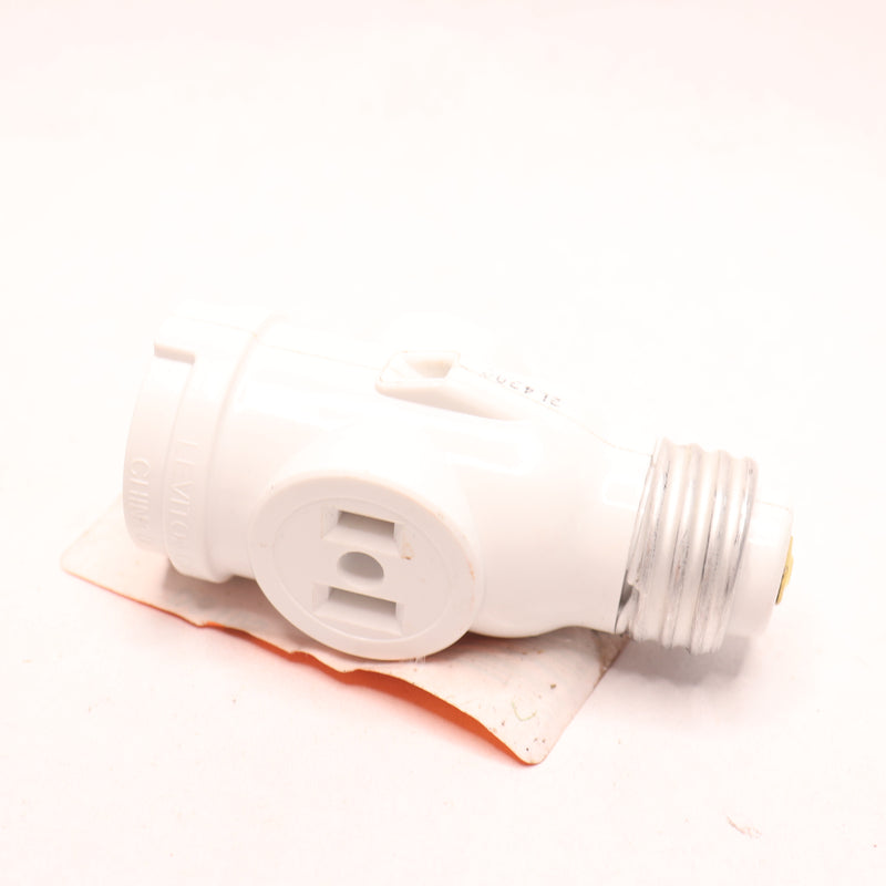 Leviton Socket with Pull Chain White 2-Outlet 152391
