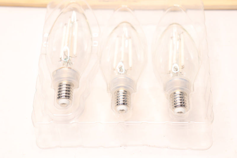 (3-Pk) Candelabra Dim Filament Chandelier LED Light Bulb 2700K 60W Equivalent