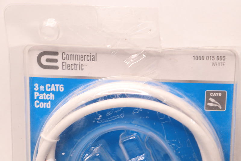 Commercial Electric CAT6 Ethernet Cable White 8-Wire 24/7-Gauge 3Ft
