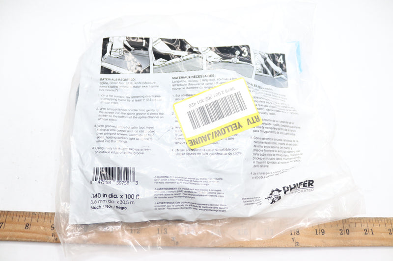 Phifer 0.140 in. x 100 ft. Black Spline