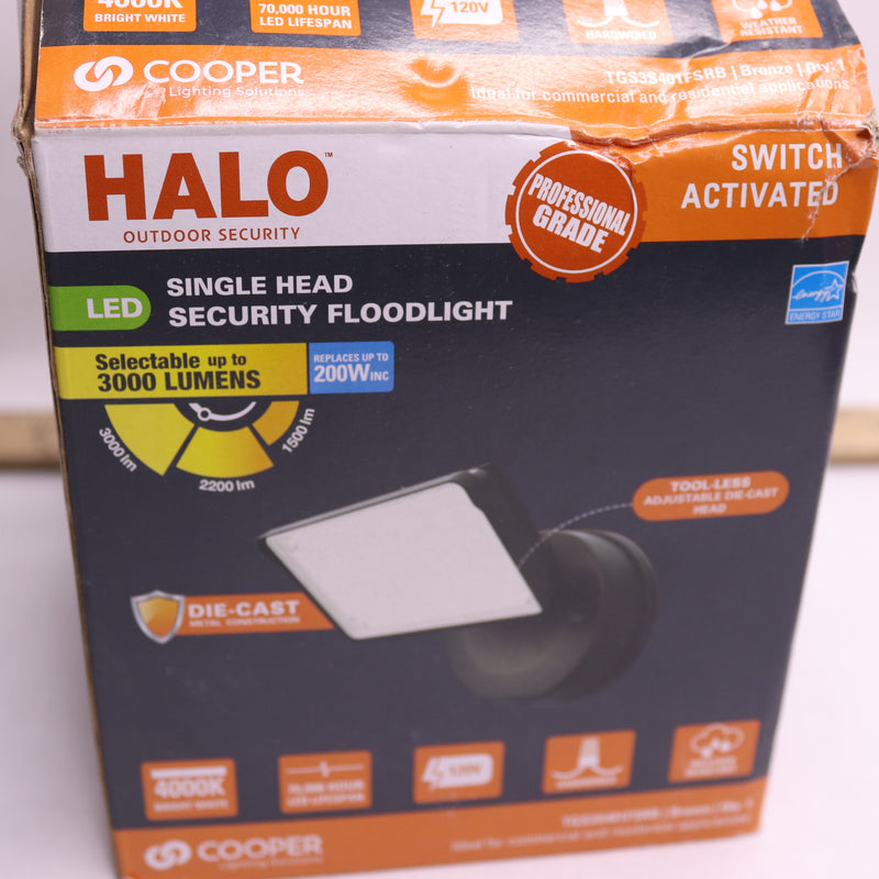 Halo TGS Outdoor Integrated LED Flood & Security Light Single Square Head Bronze