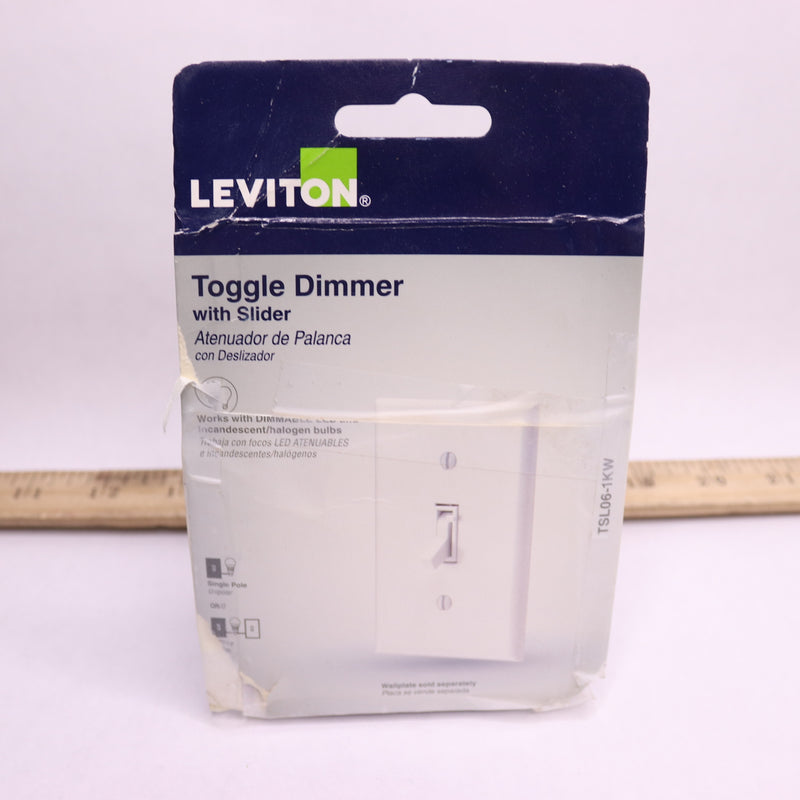 Leviton Toggle Dimmer with Slider 3-Way 1-Pole White 600W TSL06-1KW