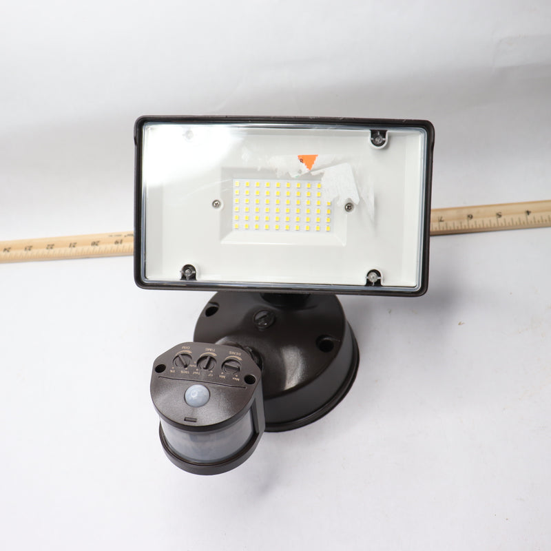 Halo Motion Activated LED Flood Light with Square Single Head Bronze 1008644265