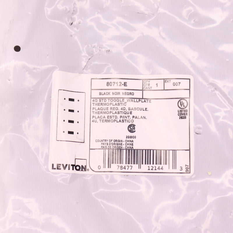 Leviton Toggle Wall Plate Black 4-Gang 80712-E