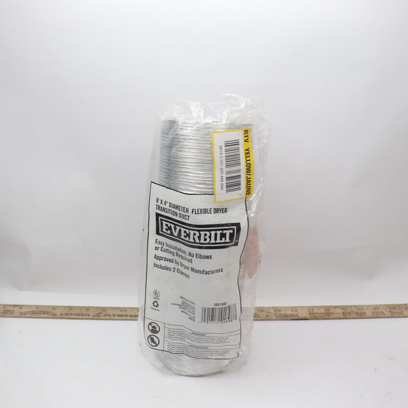 Everbilt Flexible Dryer Transition Duct W/ Two Clamps 8’ X 4” 69019HD