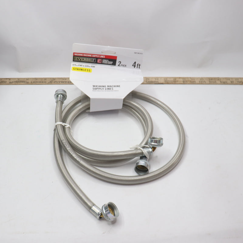 (2-Pk) Everbilt Universal Washer Hose Stainless Steel 4' EB14X10008