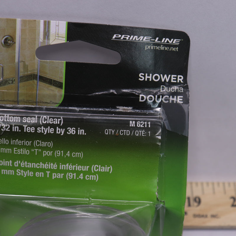 Prime-Line Shower Door Bottom Sweep Tee Insert Shape Vinyl Clear 36 x 1 M 6211