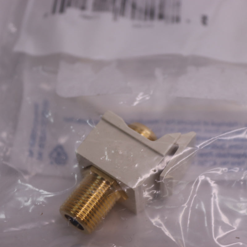 Leviton Snap In Quick Port F-Connector Light Almond/Gold 3.0 GHz75 Ohm 40831-FTG
