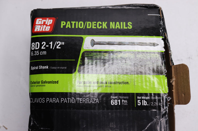 Grip-Rite Patio/Deck Nails Hot Dipped Galvanized 8D 2-1/2" 5LBS 8HGSTPD5