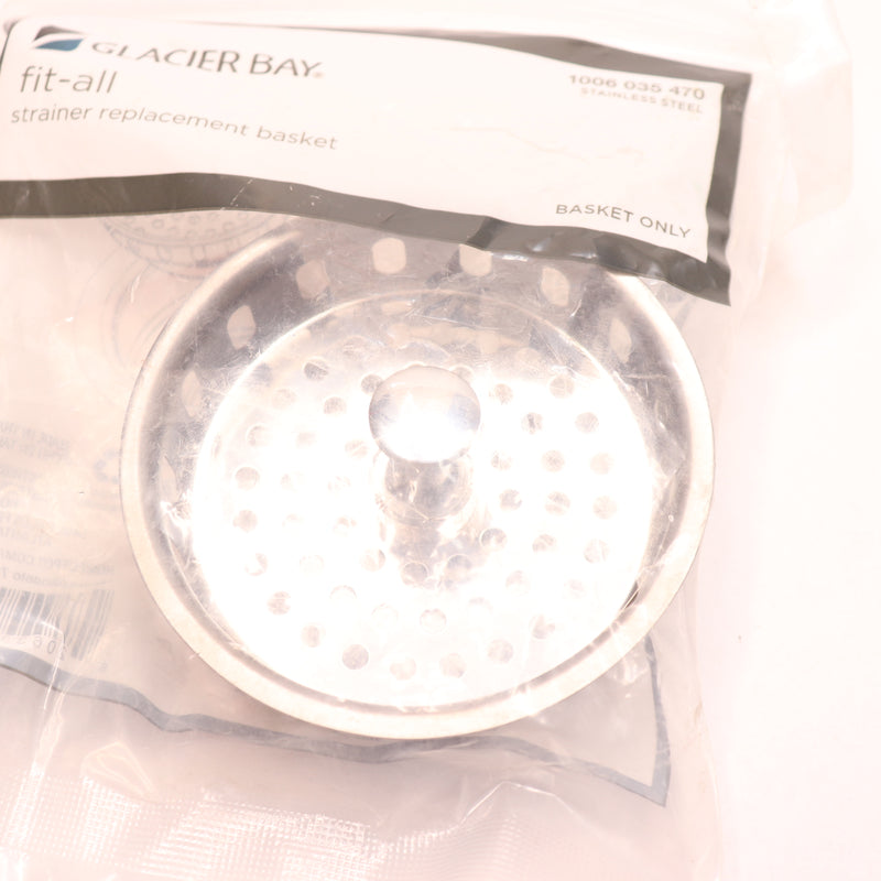 Glacier Bay Kitchen Sink Strainer Basket Fit All Stainless Steel Silver