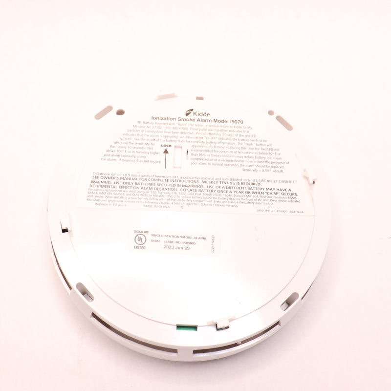 Kidde Smoke Alarm Detector Sensor Battery Operated White I9070