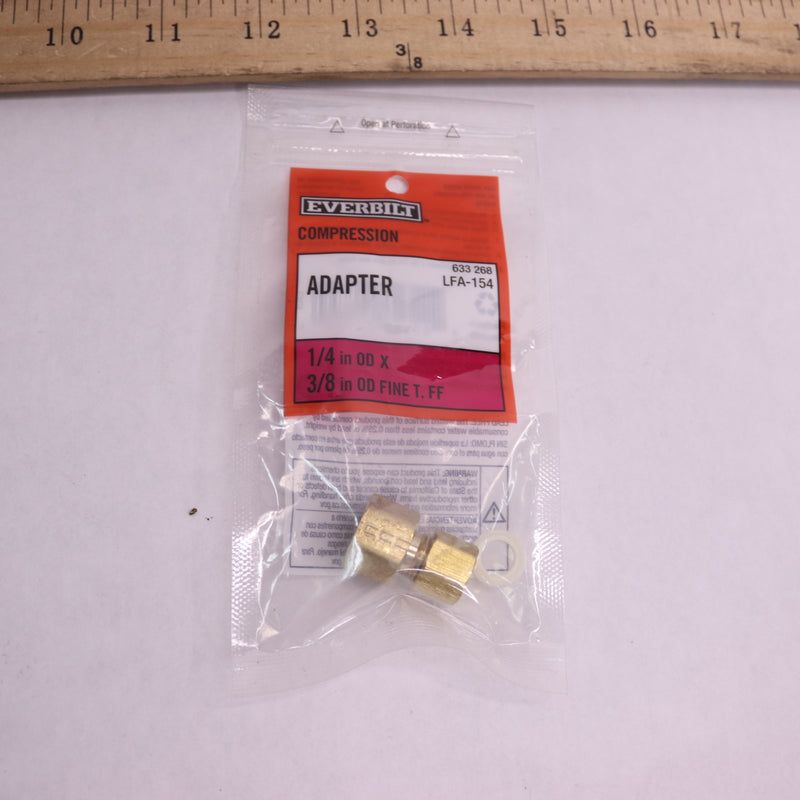 Everbilt Fine Thread Compression Adapter Lead-Free Brass 1/4" x 3/8" LFA-154