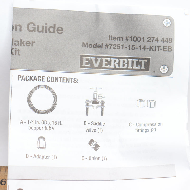 Everbilt Icemaker Installation Kit Copper 1/4" x 15' 1001 274 449