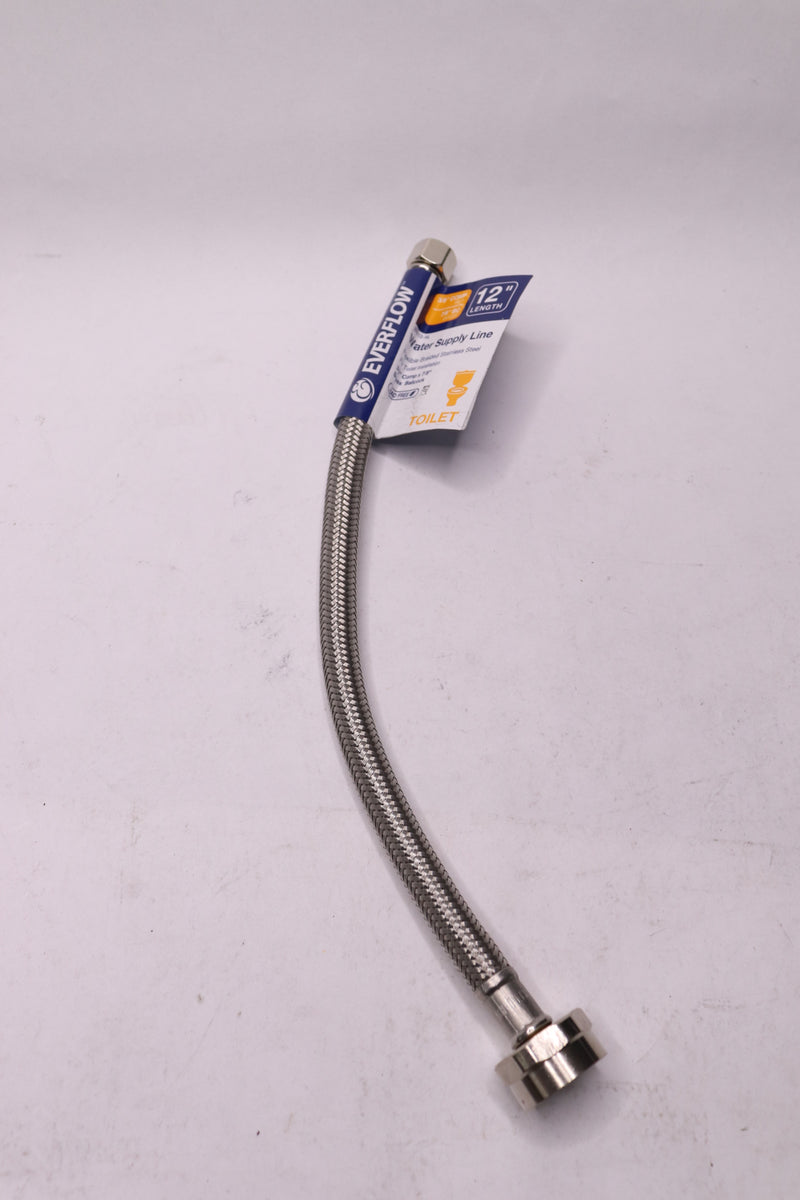 Everflow Stainless Steel Flexible Braided Water Supply Line 12" Long x 3/8" Comp