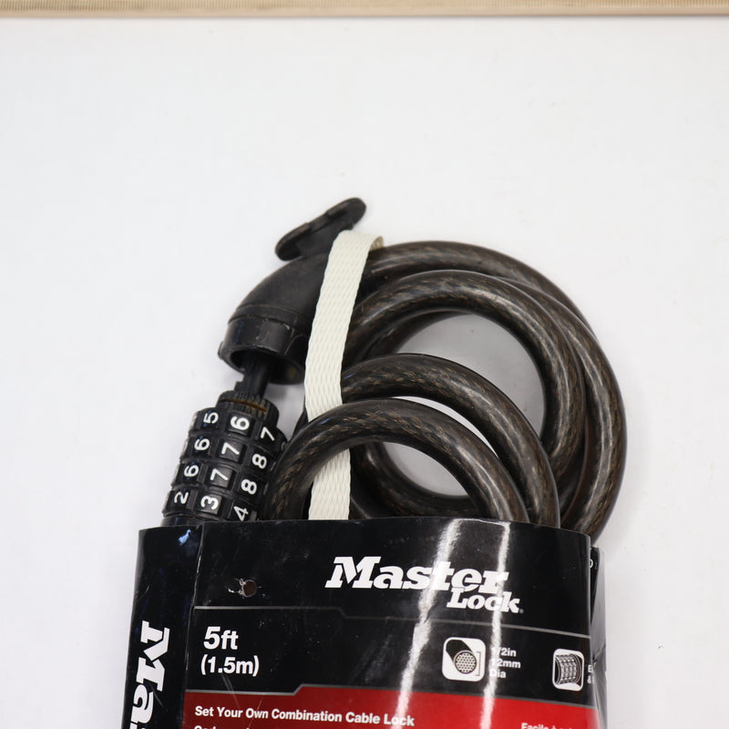 Master Lock Set Your Own Combination Bike Lock Black 5' 8370D