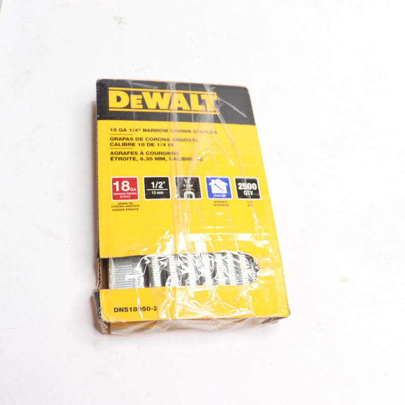 (2000-Pk) Dewalt Narrow Crown Finish Staples 18 Gauge 5/8" Leg x 1/4" Crown