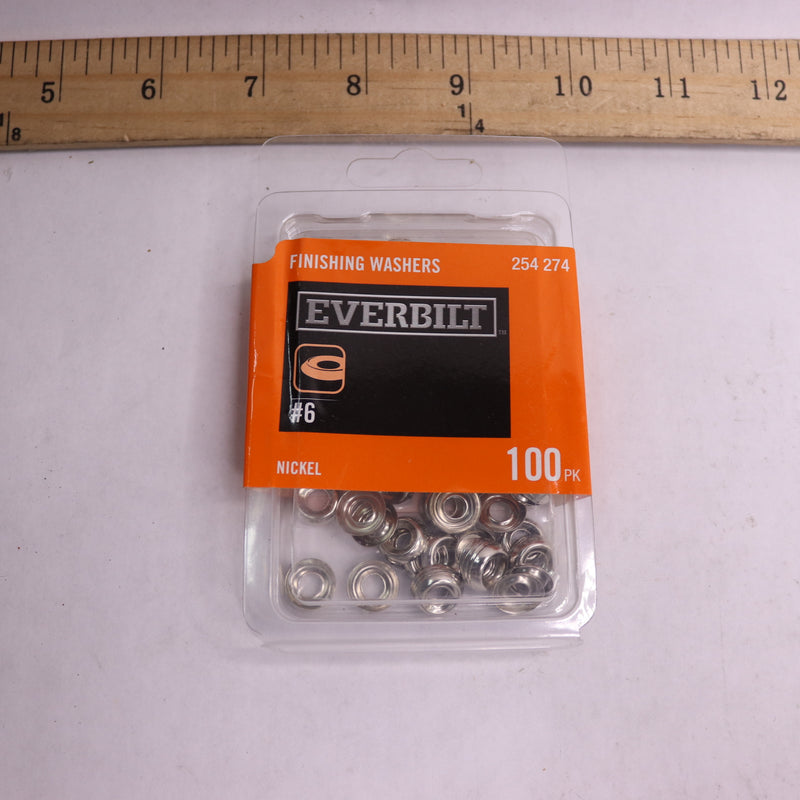 (100-Pk) Everbilt Finishing Washer Nickel Plated 6" 254 274