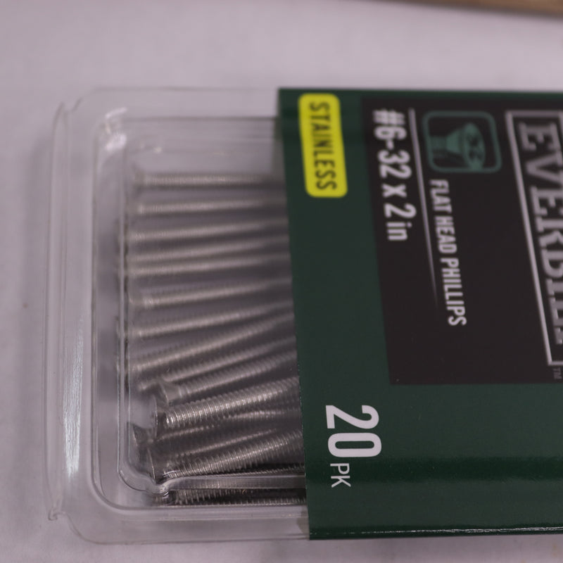 (20-Pk) Everbilt Phillips Flat Head Machine Screw Stainless Steel 442 291