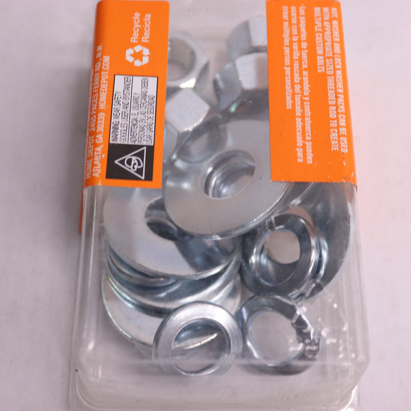 (18-Pk) Everbilt Nuts, Washer and Lock Washer Zinc-Plated 1/2" 281 671