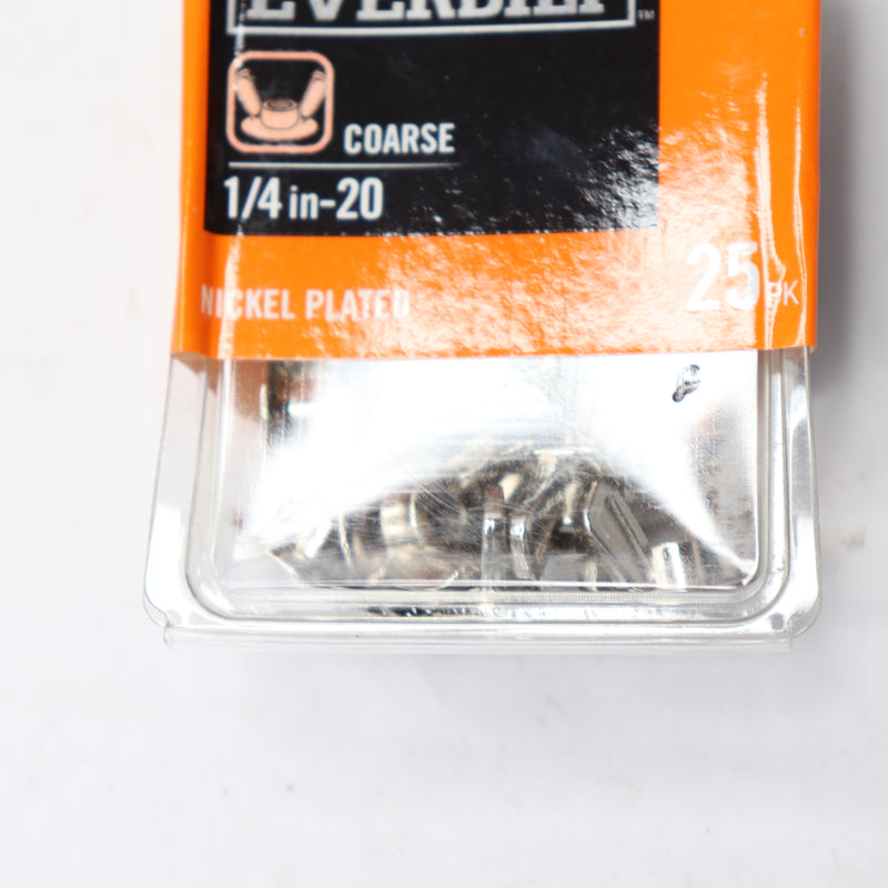 (25-Pk) Wing Nuts Zinc DieCast Nickel 1/4"- 20 1003155747