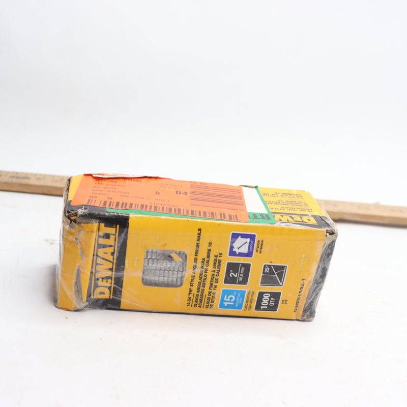 (1000-Pk) Dewalt Finish Nails Chisel Point Steel 22.5° 15 Ga 2" DWFN1532-1