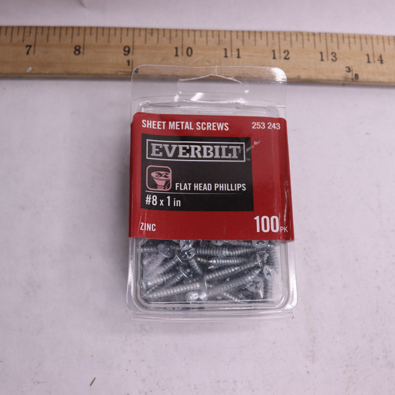 (100-Pk) Everbilt Flat-Head Phillips Drive Sheet Metal Screws