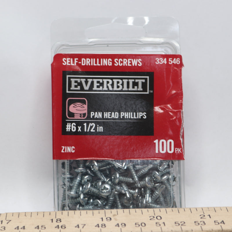 (100-Pk) Everbilt Phillips Pan Head Sheet Metal Screws Zinc Plated