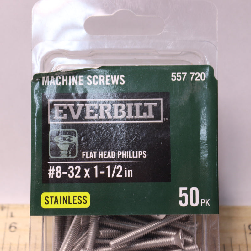 (50-Pk) Everbilt Phillips Flat Head Machine Screw Stainless