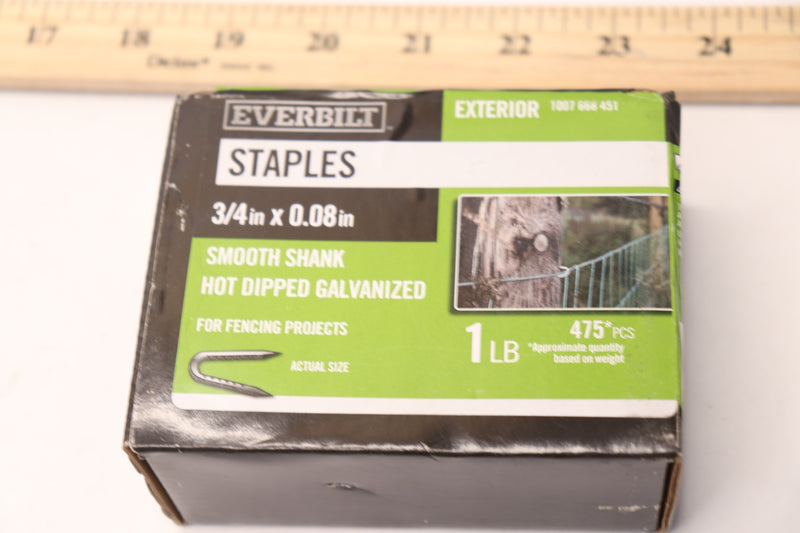 (475-Pk) Everbilt Staples Hot Dipped Galvanized 1Lb 3/4" 1007 668 451