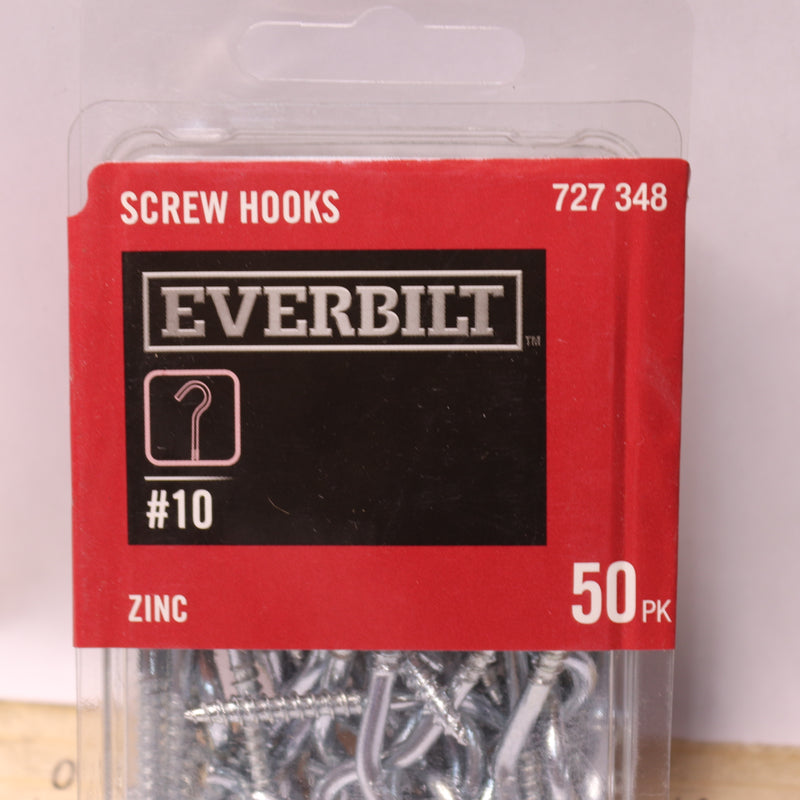 (50-Pk) Everbilt Screw Hooks Zinc-Plated Steel