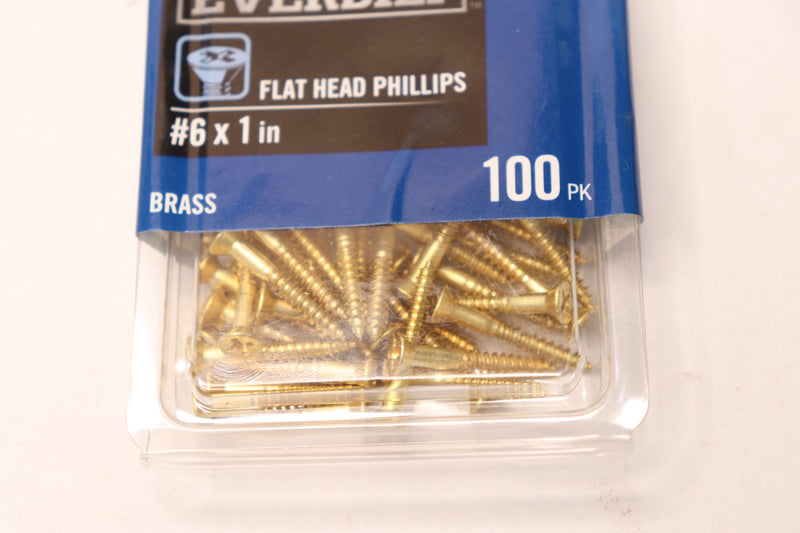 (100-Pk) Everbilt Phillips Flat Head Wood Screws Brass