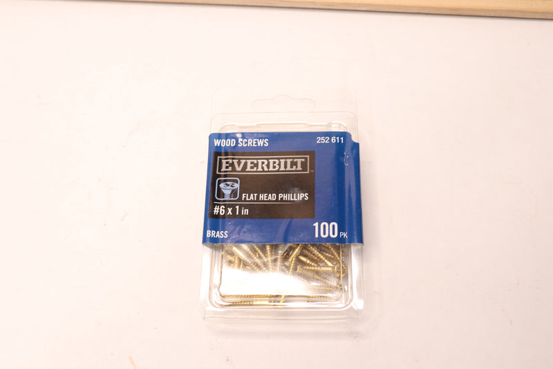 (100-Pk) Everbilt Phillips Flat Head Wood Screws Brass