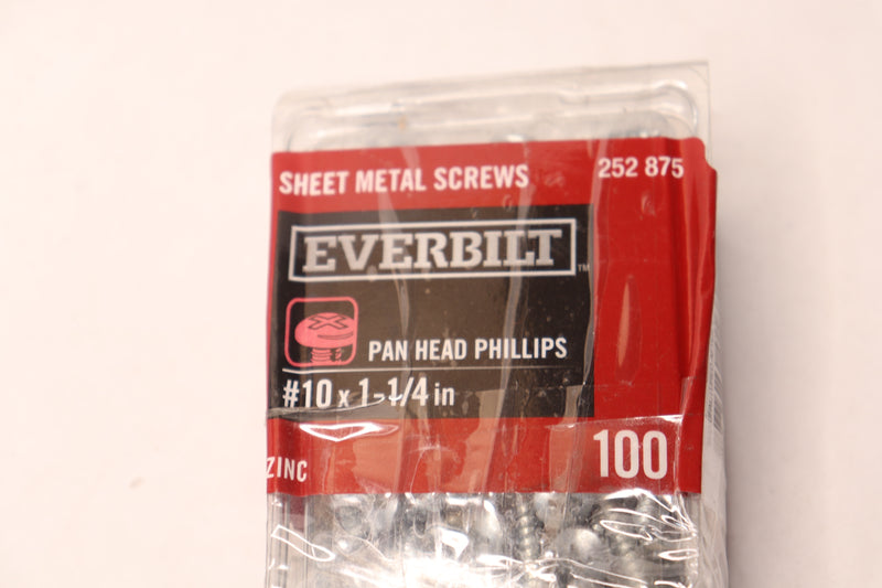 (100-Pk) Everbilt Phillips Pan Head Sheet Metal Screw Zinc Plated