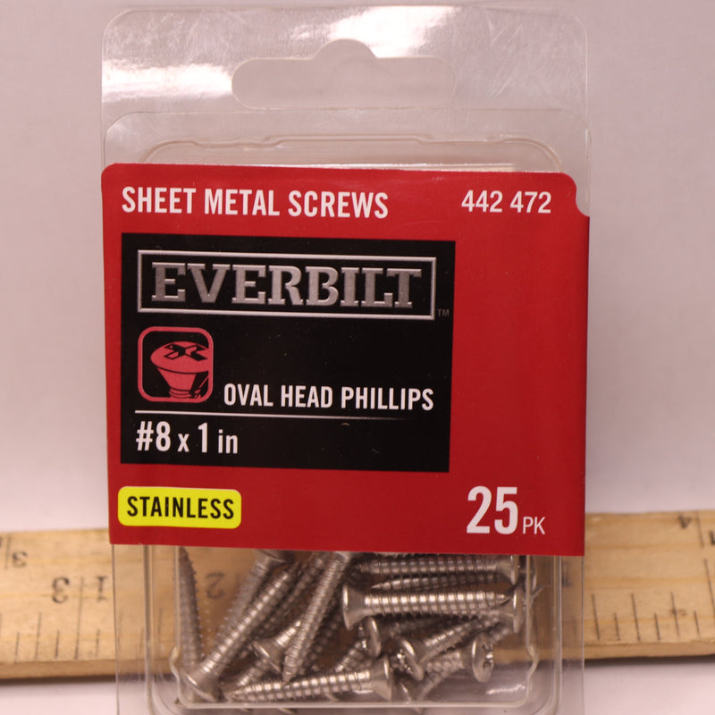 (25-Pk) Everbilt Phillips Oval Head Sheet Metal Screws 442 472