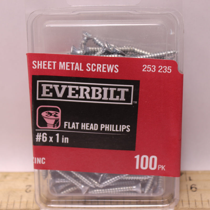 (100-Pk) Everbilt Flat-Head Phillips Drive Sheet Metal Screws