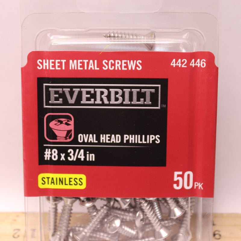 (50-Pk) Everbilt Oval-Head Phillips Drive Sheet Metal Screws