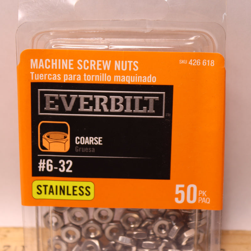 (50-Pk) Everbilt Machine Screw Nuts