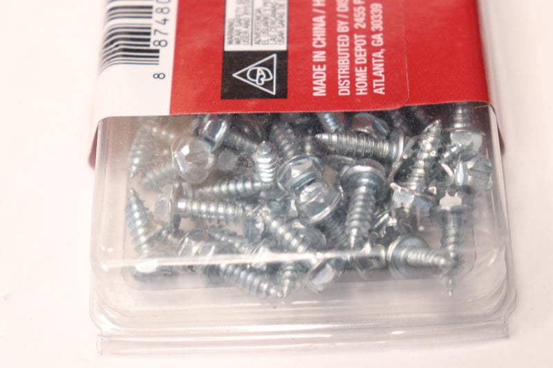 (100-Pk) Everbilt Slotted Hex Head Sheet Metal Screws Zinc Plated