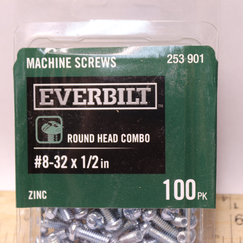 (100-Pk) Everbilt Round Head Machine Screw Zinc Plated