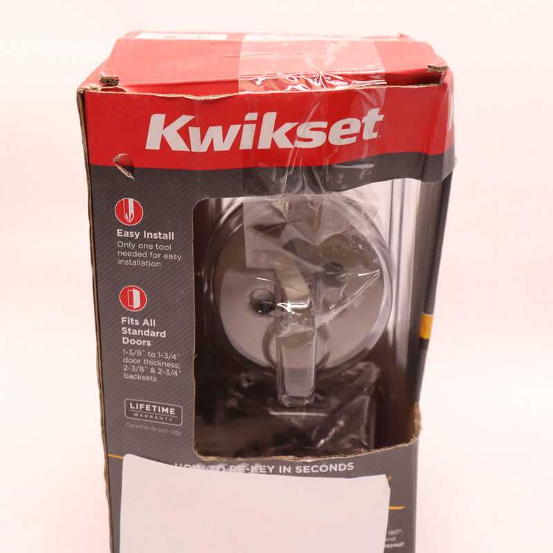 Kwikset Single Cylinder Round Contemporary Deadbolt Satin Nickel 1" 92580-016