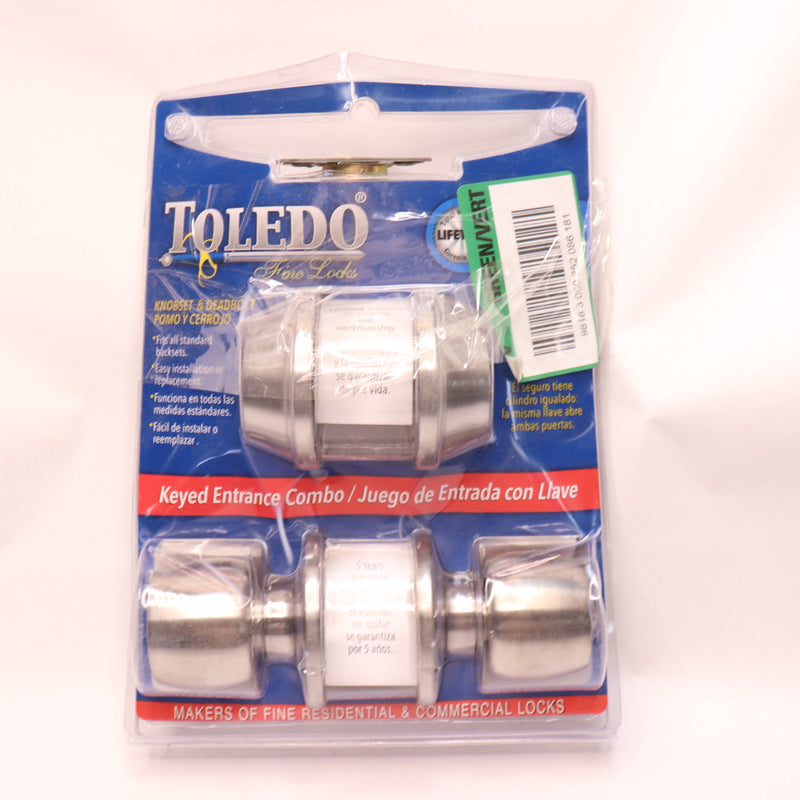 Toledo Double Cylinder Entrance Knobset Satin Nickel CV1501-MA-US32D