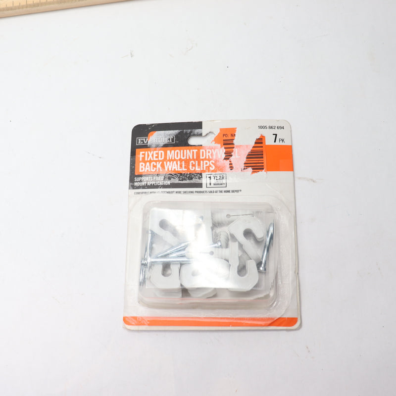 (7-Pk) Everbilt Fixed Mount Drywall Back Wall Clips Plastic White 1005862694