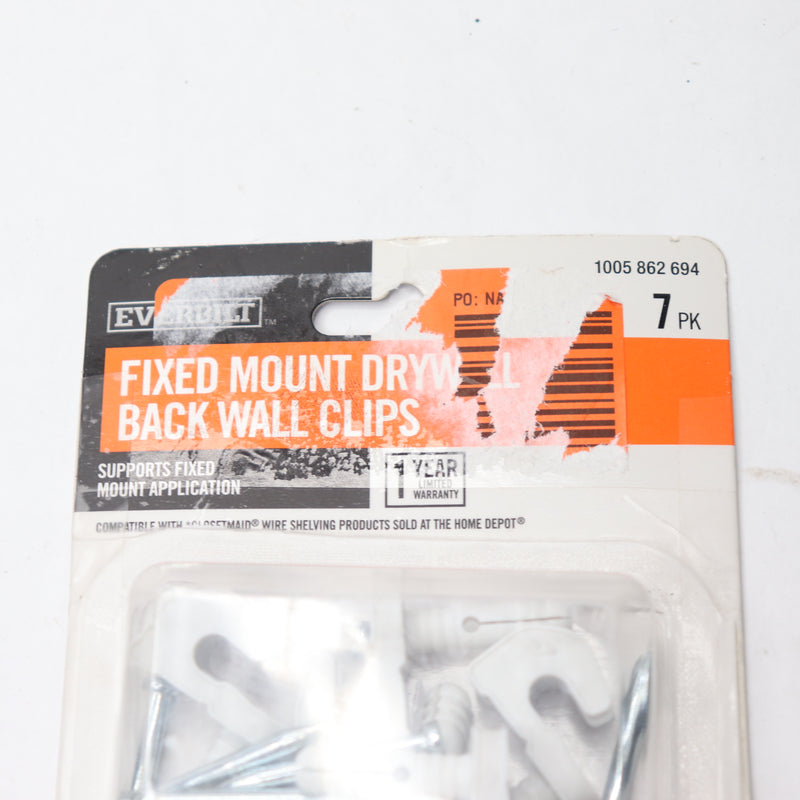 (7-Pk) Everbilt Fixed Mount Drywall Back Wall Clips Plastic White 1005862694