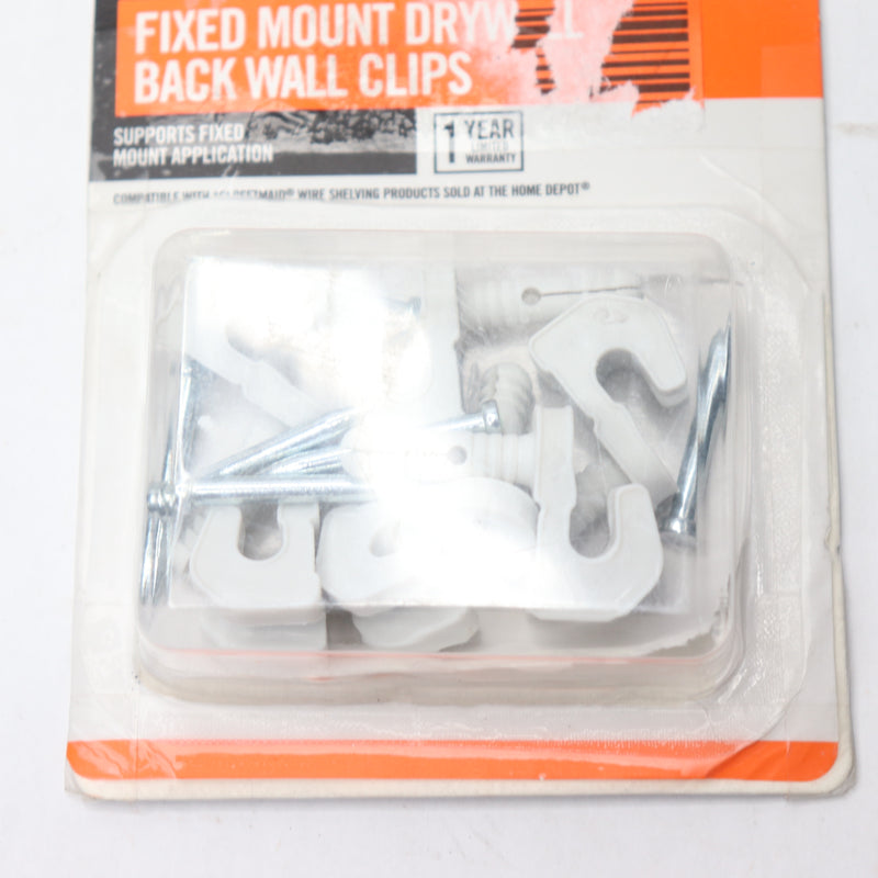 (7-Pk) Everbilt Fixed Mount Drywall Back Wall Clips Plastic White 1005862694