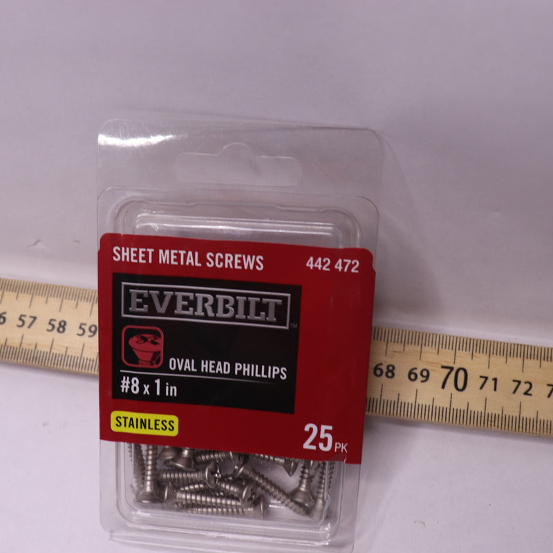 (25-Pk) Everbilt Oval Head Sheet Metal Screw Stainless Steel