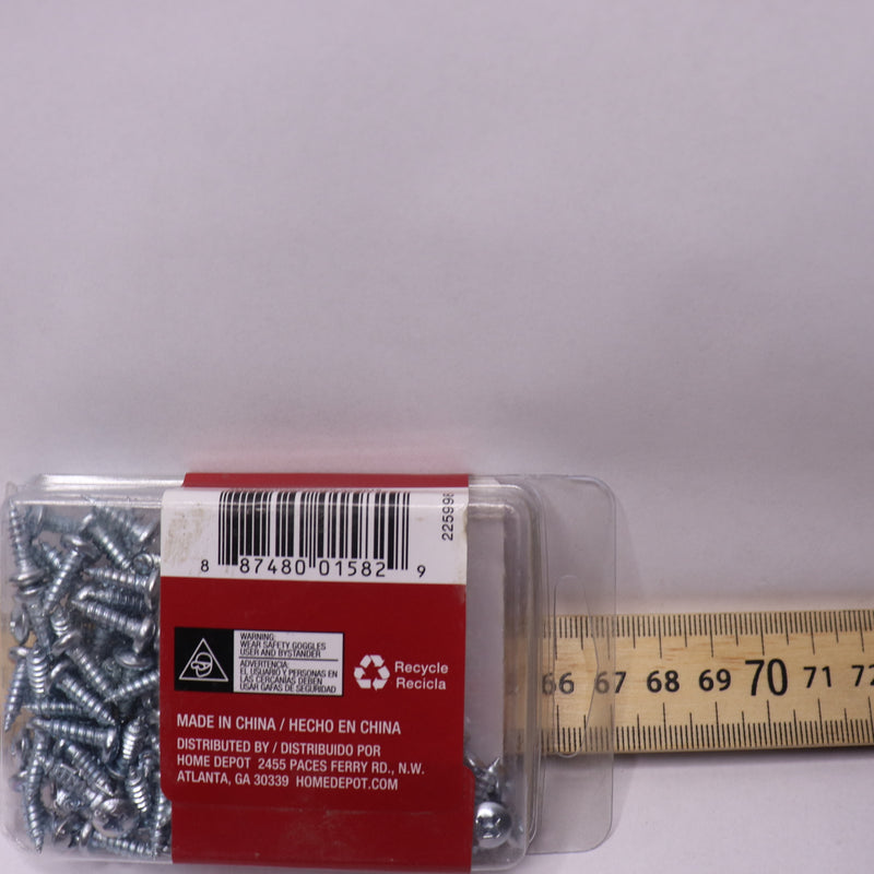 (100-Pk) Everbilt Hex-Head Slotted Drive Sheet Metal Screws