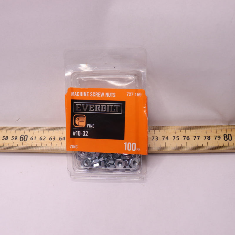 (100-Pk) Everbilt Machine Screw Nuts Zinc Plated