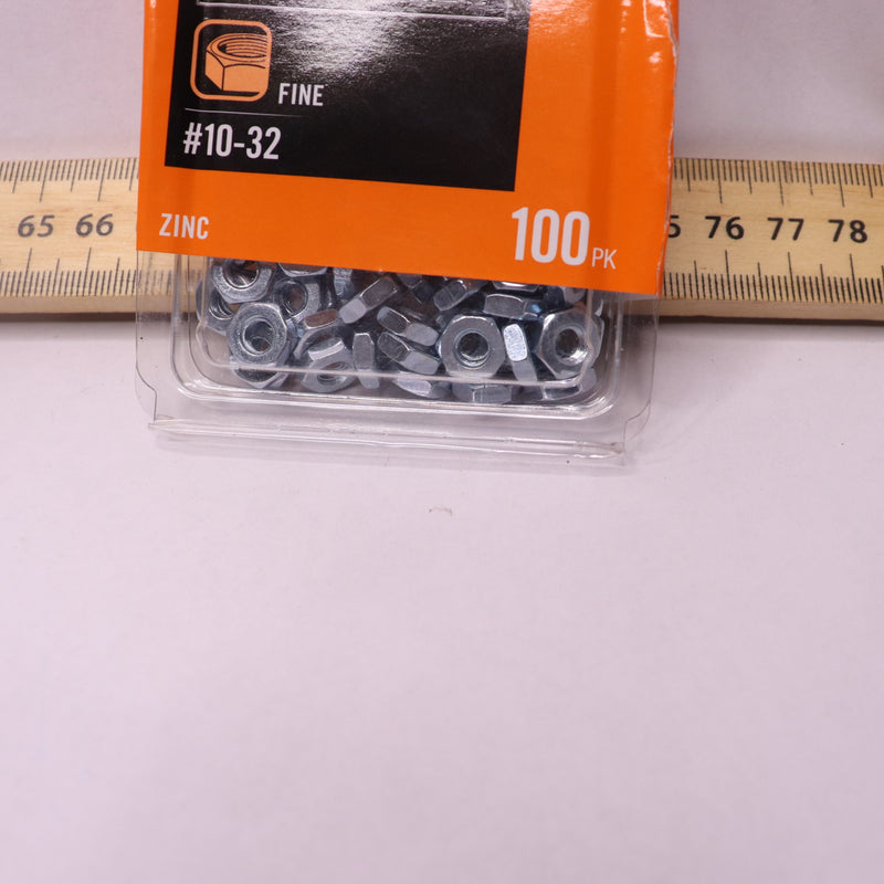 (100-Pk) Everbilt Machine Screw Nuts Zinc Plated