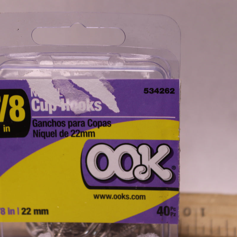 (40-Pk) OOK Coffee Cup Hooks Organizer Brushed Nickel 7/8" 534262